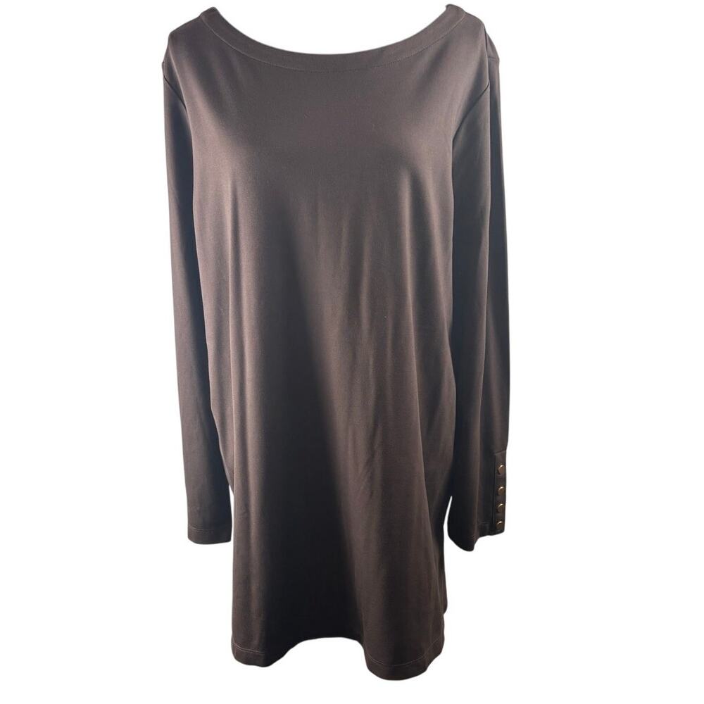 Chico’s Size 3 (US XL) Brown Long Sleeve Stretch Tunic Top